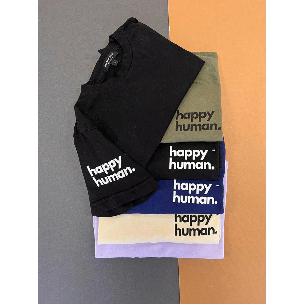 Happy Human Oversized Tee | Black | Adult