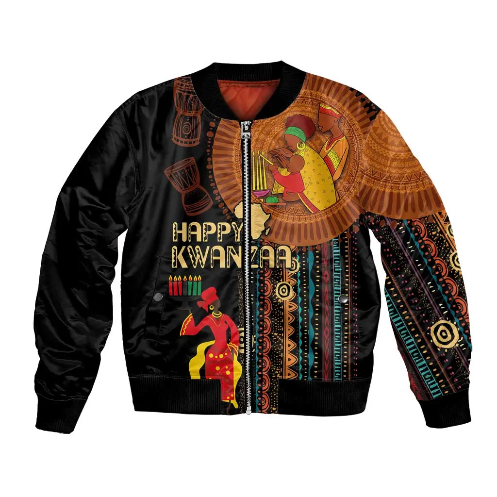 Happy Kwanzaa African Bomber Jacket - Tribal Pattern LT03