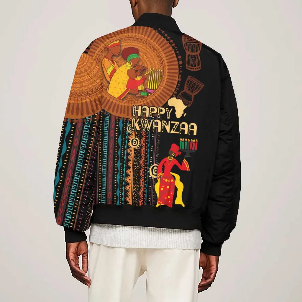Happy Kwanzaa African Bomber Jacket - Tribal Pattern LT03