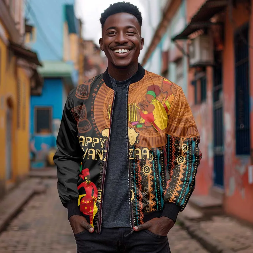 Happy Kwanzaa African Bomber Jacket - Tribal Pattern LT03