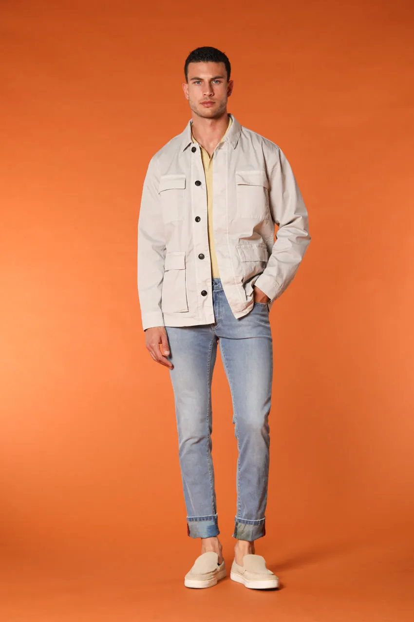 Harris 5-Pocket men's denim pants with safari print lining and slim fit
