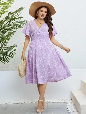 Hazel Blues® |  Printed Smocked Waist Surplice Dress