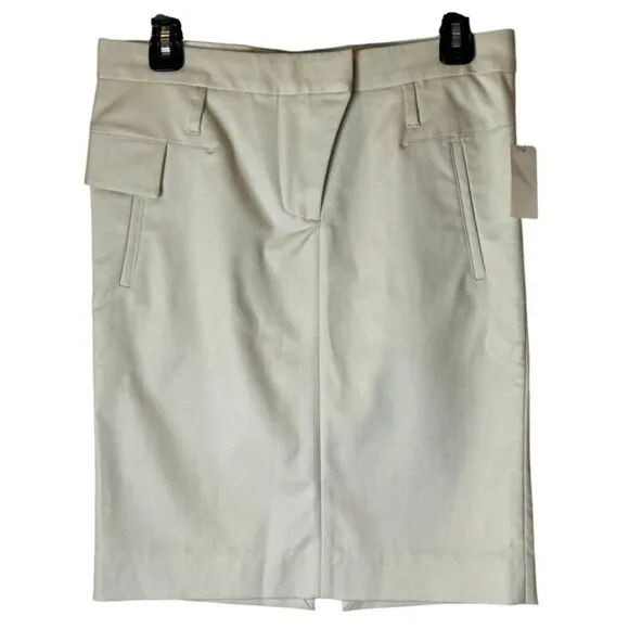 Helmut Lang Skirt Women 2 Beige Natural Textured Twill Pencil Skirt Careercore