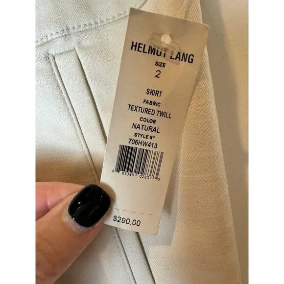 Helmut Lang Skirt Women 2 Beige Natural Textured Twill Pencil Skirt Careercore