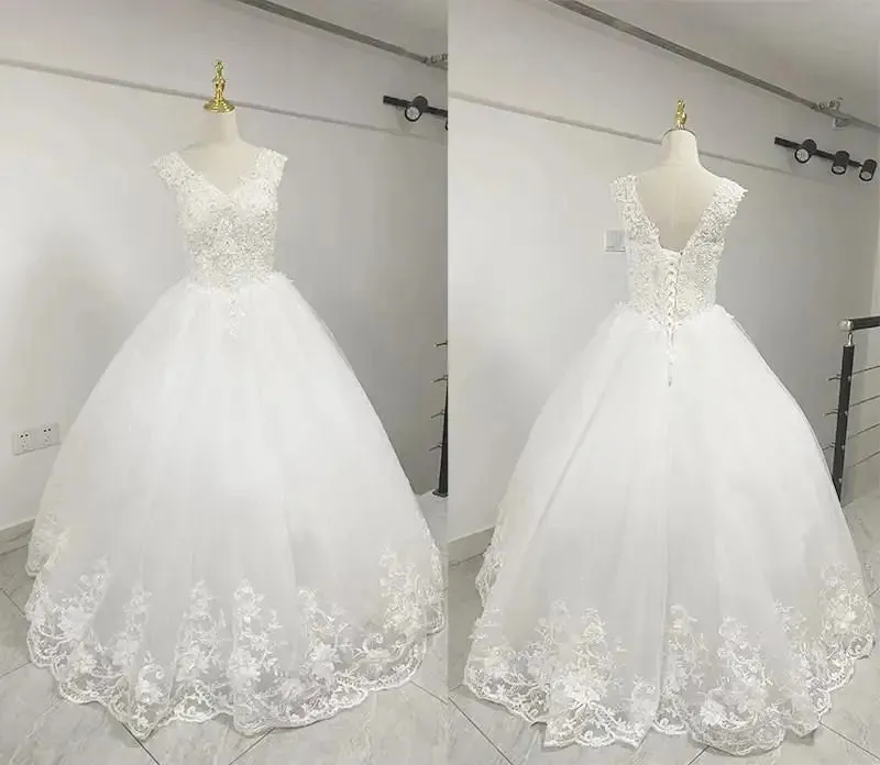 High Quality See-Through Sexy Strapless Lace Up Wedding Dresses Ball Gowns Vestidos De Novia Plus Size Customized Dress