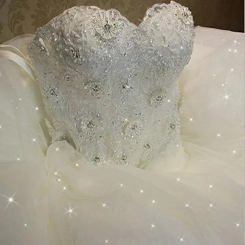 High Quality See-Through Sexy Strapless Lace Up Wedding Dresses Ball Gowns Vestidos De Novia Plus Size Customized Dress