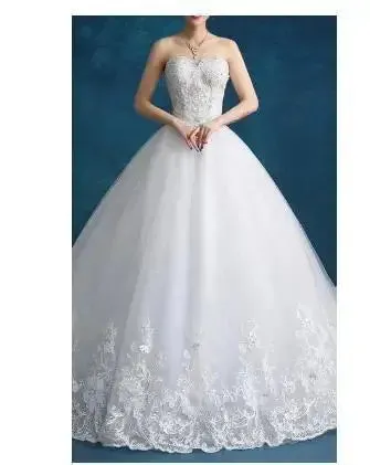 High Quality See-Through Sexy Strapless Lace Up Wedding Dresses Ball Gowns Vestidos De Novia Plus Size Customized Dress