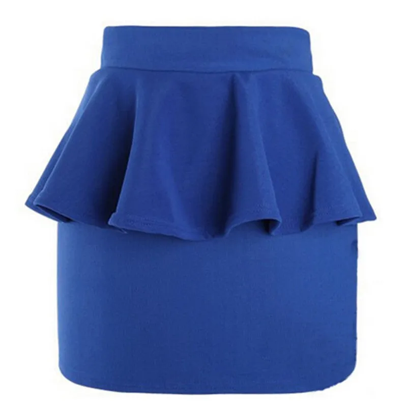 Hot Women Girl High Waist Peplum Frill Pencil Skirt Stretch Body-con Mini Skirts HL5