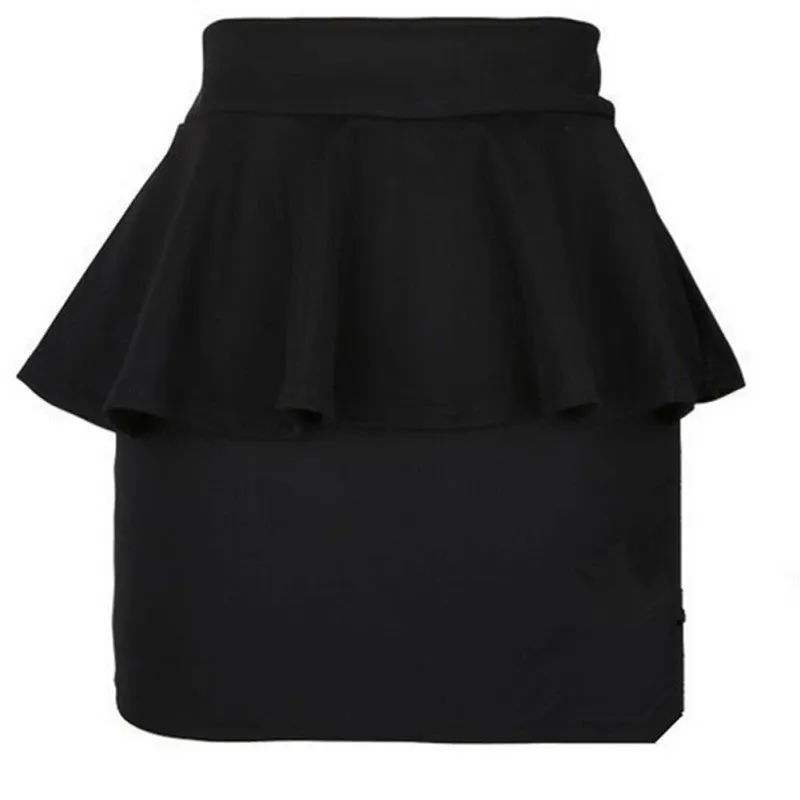 Hot Women Girl High Waist Peplum Frill Pencil Skirt Stretch Body-con Mini Skirts HL5