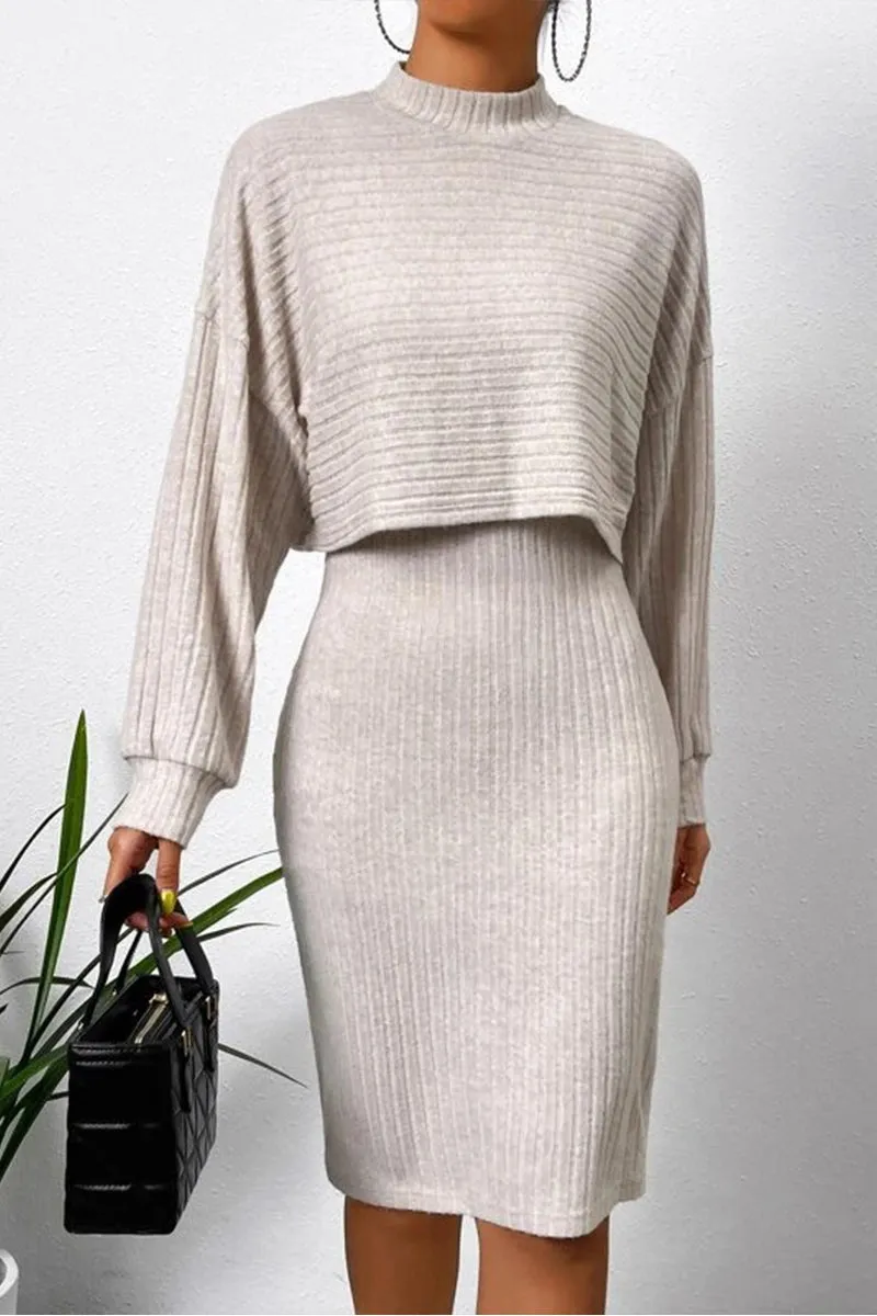 HUS1243 Ribbed Knit Two-Piece Set