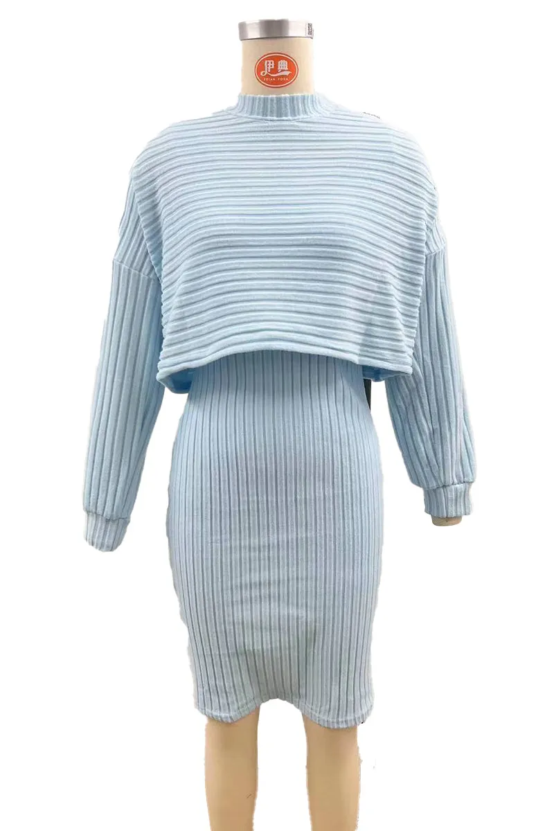 HUS1243 Ribbed Knit Two-Piece Set