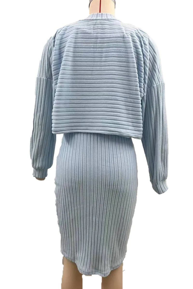 HUS1243 Ribbed Knit Two-Piece Set