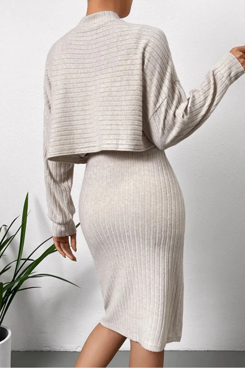 HUS1243 Ribbed Knit Two-Piece Set