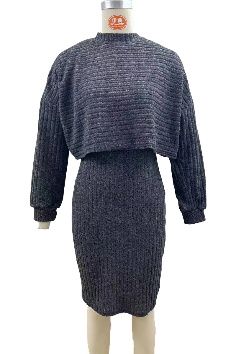 HUS1243 Ribbed Knit Two-Piece Set