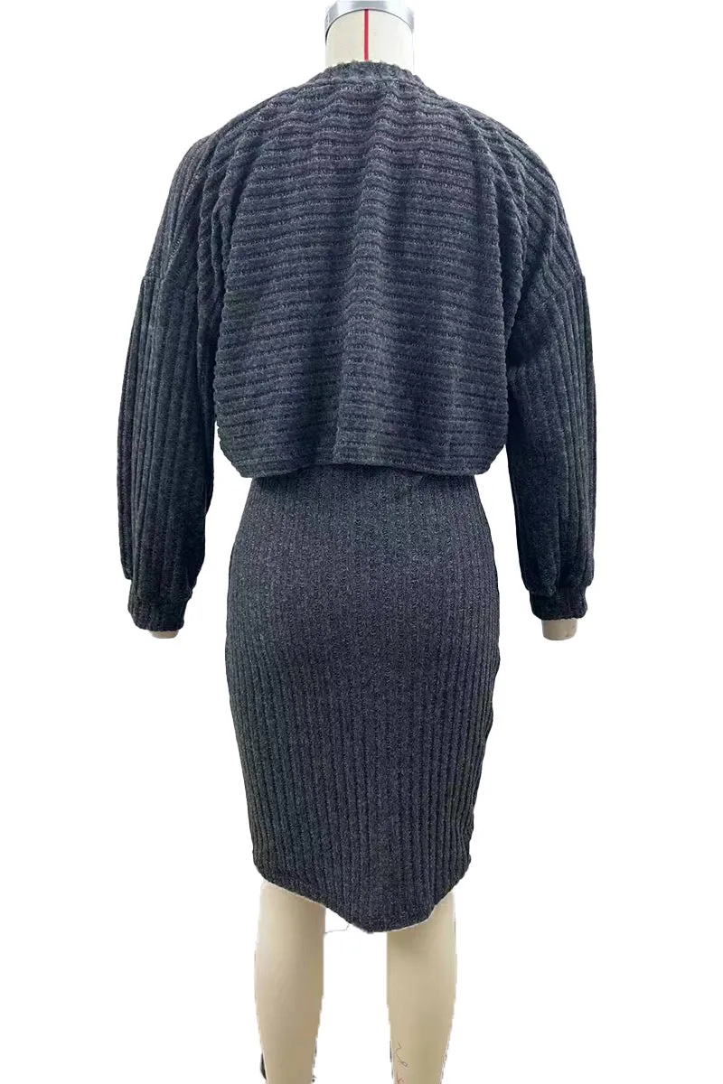 HUS1243 Ribbed Knit Two-Piece Set