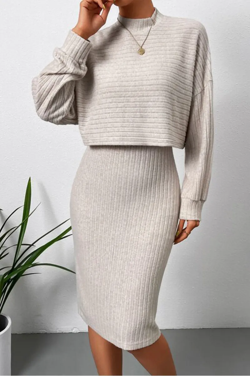 HUS1243 Ribbed Knit Two-Piece Set