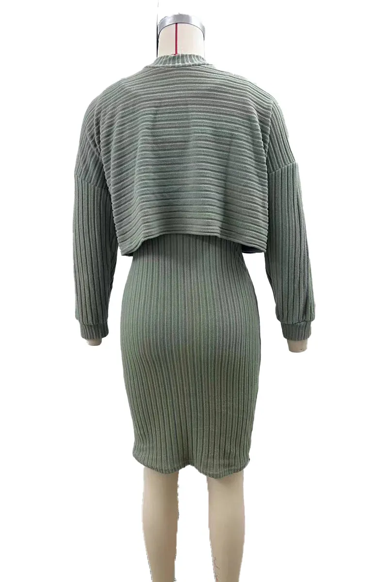 HUS1243 Ribbed Knit Two-Piece Set