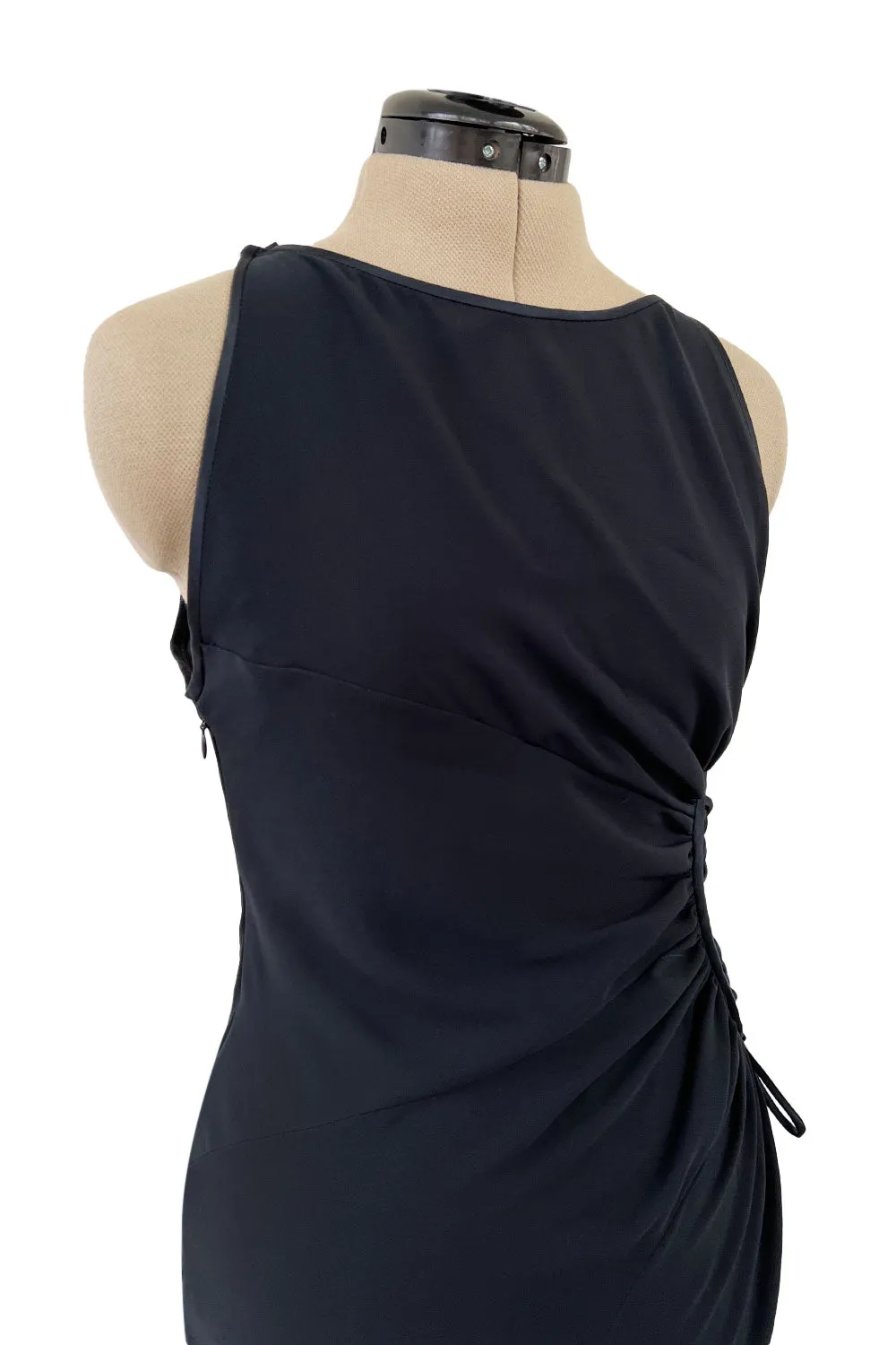 Incredible Spring 2004 Valentino Deep Blue Bias Cut Dress w Open Side Laced Cut Out