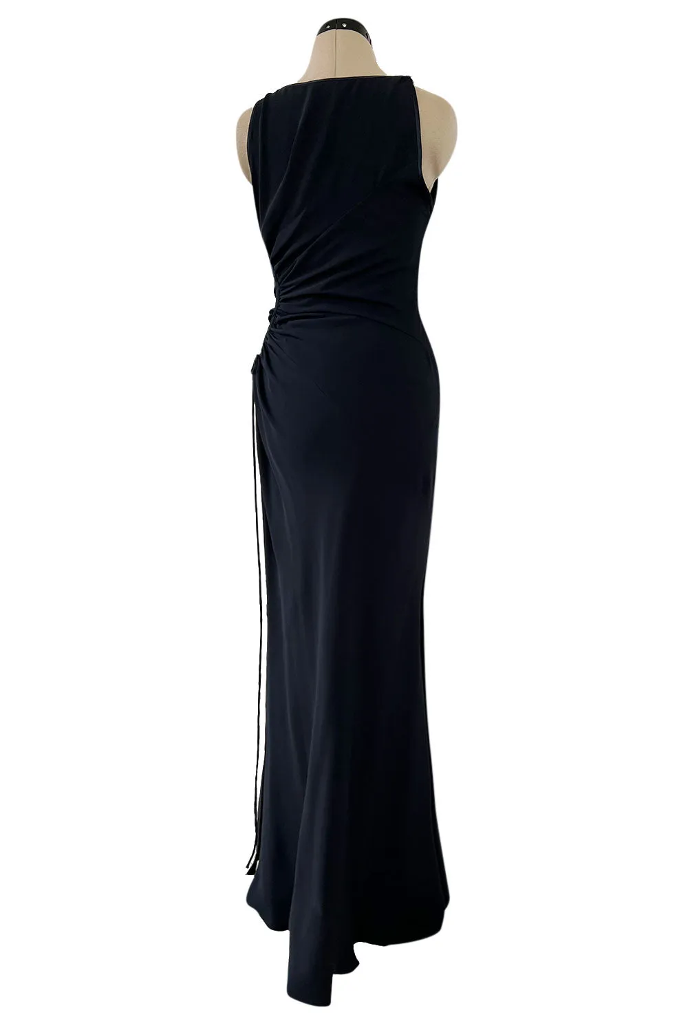 Incredible Spring 2004 Valentino Deep Blue Bias Cut Dress w Open Side Laced Cut Out
