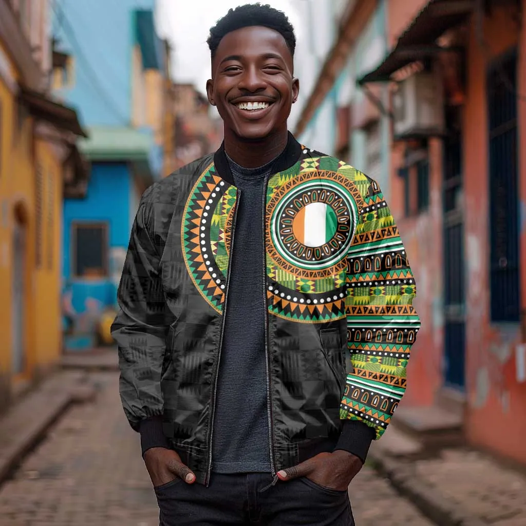 Ivory Coast African Tribal Pattern Bomber Jacket Chest Arm Tattoo LT15
