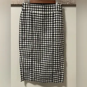 J. Crew Midi pencil skirt in gingham stretch linen-viscose blend