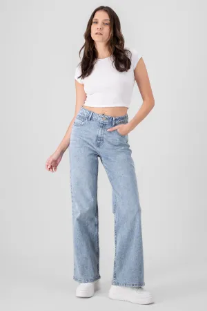 Jeans wide leg cintura media
