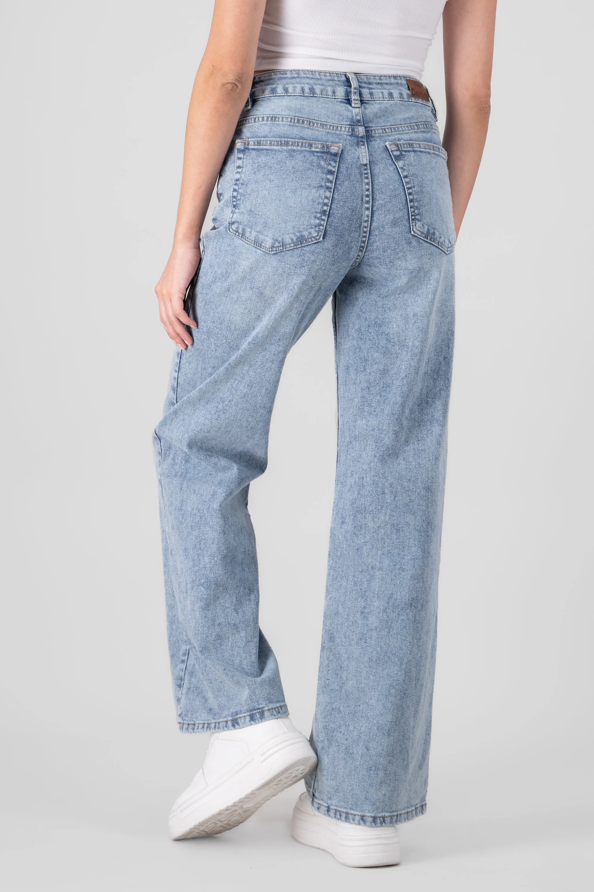 Jeans wide leg cintura media