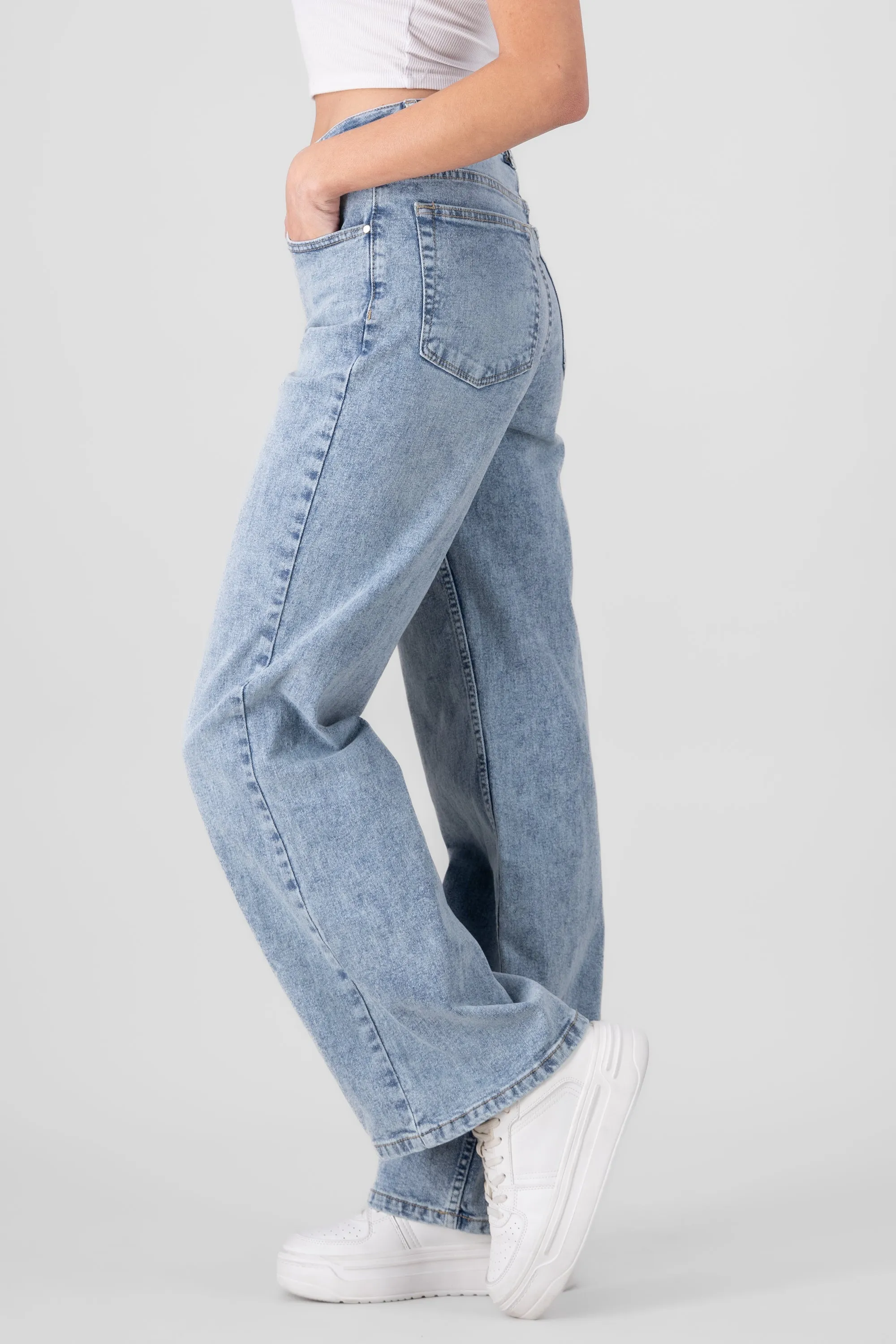 Jeans wide leg cintura media
