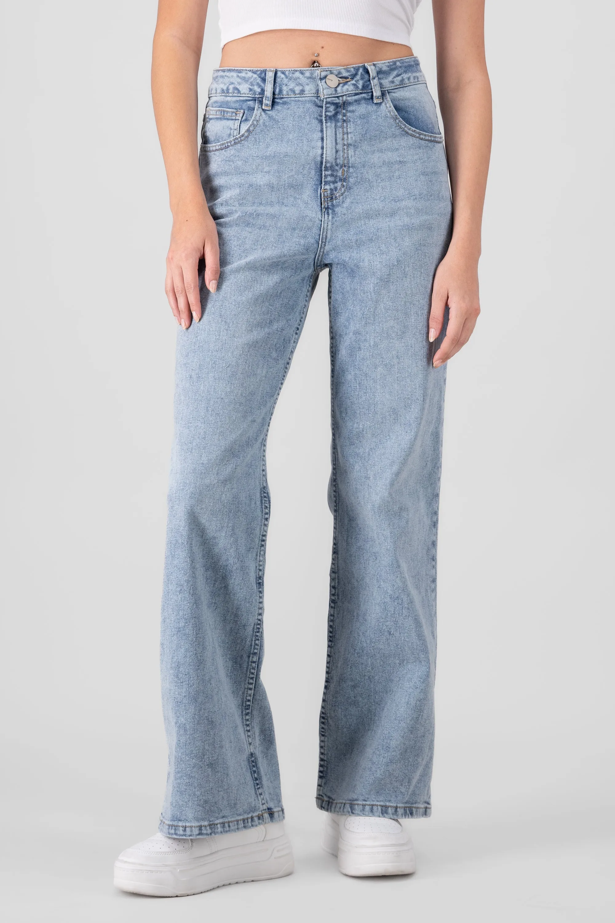 Jeans wide leg cintura media
