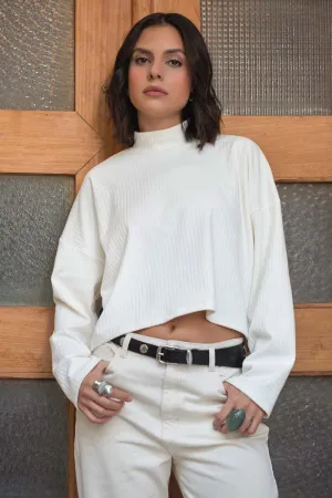 Jersey canalé oversized de manga larga cuello alto