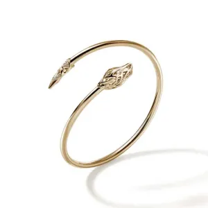 John Hardy Naga Slim Bypass Flex Cuff Bracelet with Diamonds in 14K Yellow Gold - Size Medium