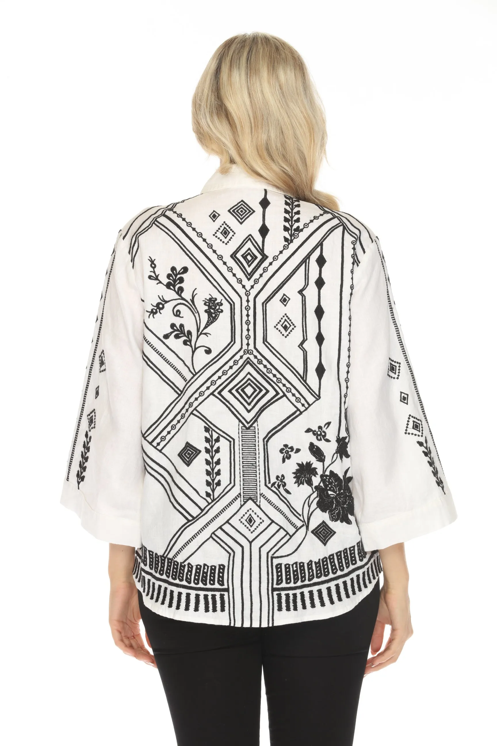 Johnny Was JWLA Kimono Sleeve Linen Shirt J15524 *
