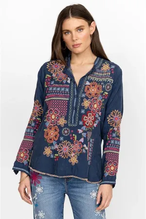 Johnny Was Katie Blouse Blue Night
