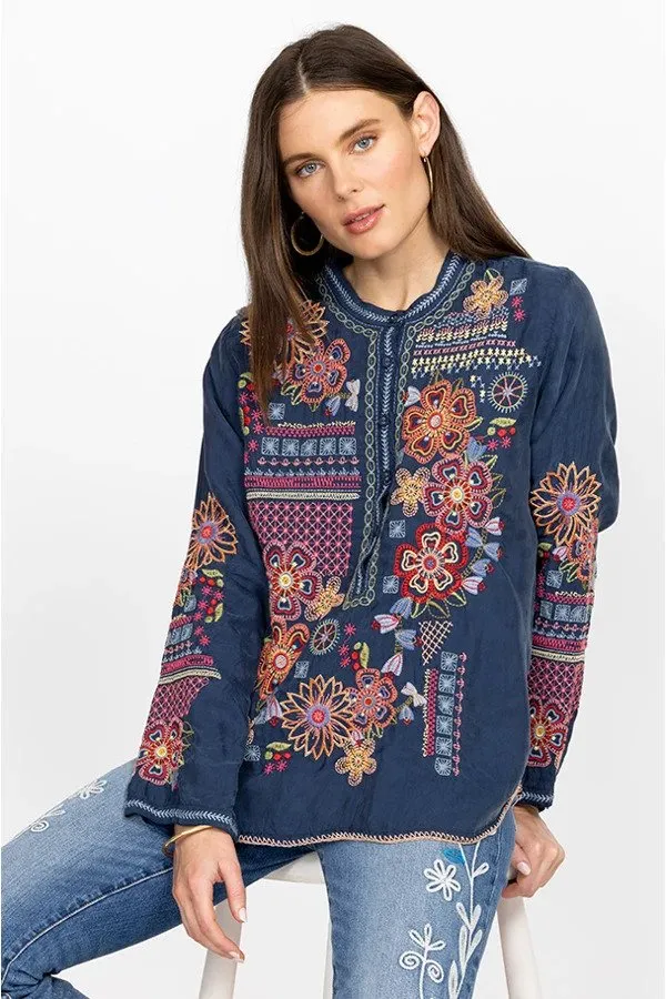 Johnny Was Katie Blouse Blue Night