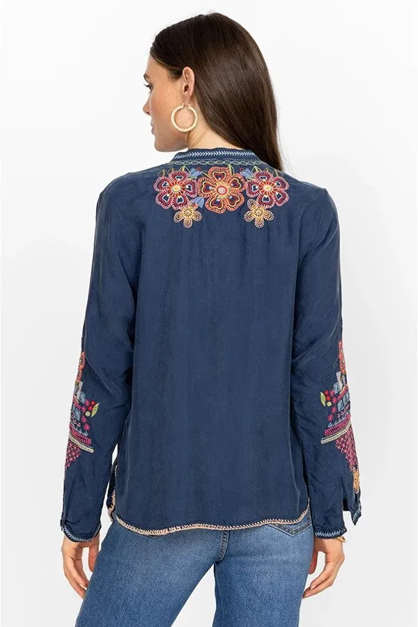 Johnny Was Katie Blouse Blue Night