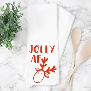jolly af - humorous holiday kitchen bar towel