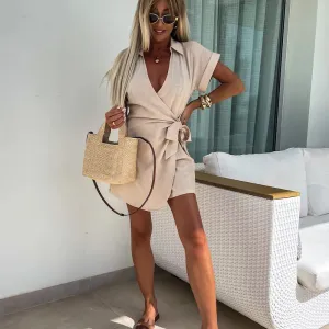 Karina - Sleek Wrap V-Neck Romper