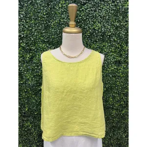 Kendra Kiwi Cropped Linen Top