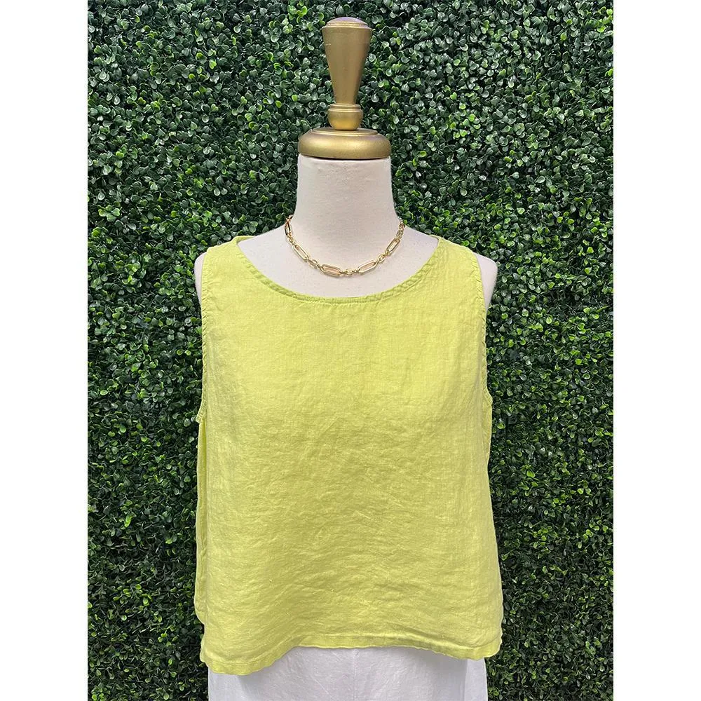 Kendra Kiwi Cropped Linen Top