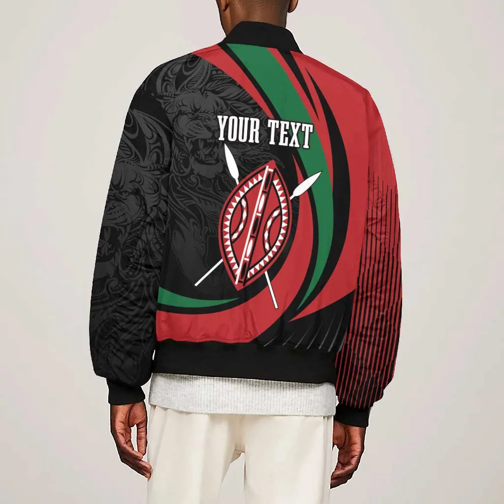 Kenya Personalized Bomber Jacket Mashujaa Day Lion Warrior LT7