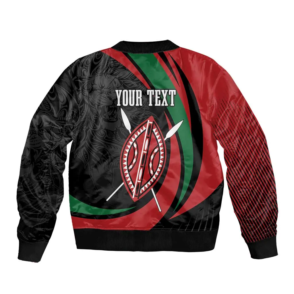 Kenya Personalized Bomber Jacket Mashujaa Day Lion Warrior LT7