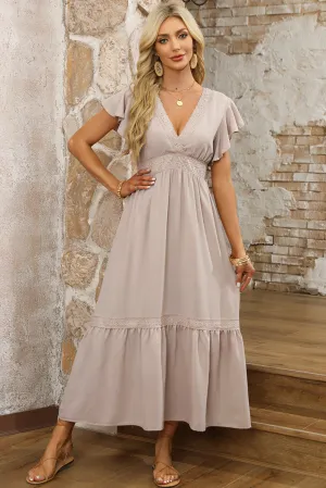 Lace Ruffled Sleeve Empire Waist Dress