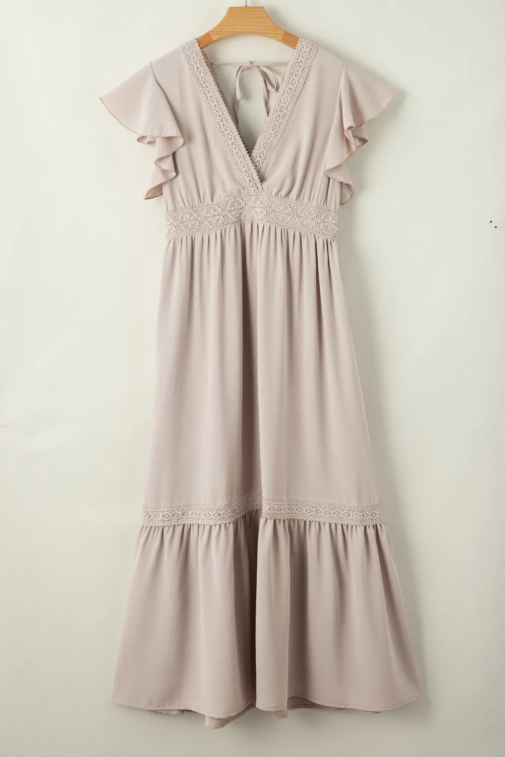 Lace Ruffled Sleeve Empire Waist Dress