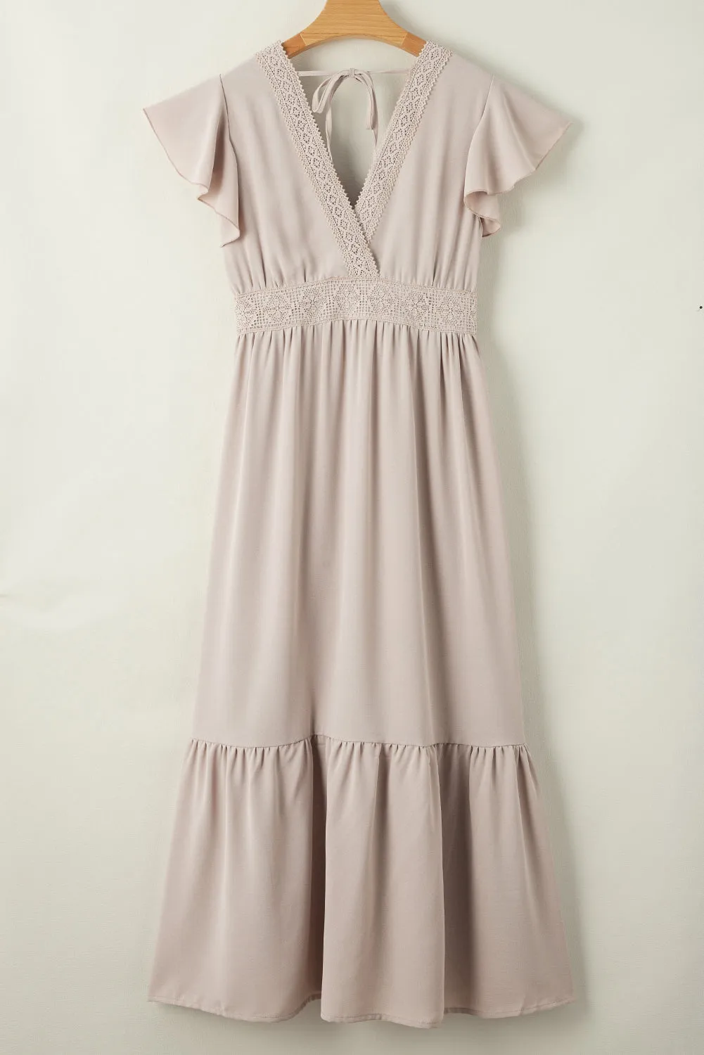 Lace Ruffled Sleeve Empire Waist Dress
