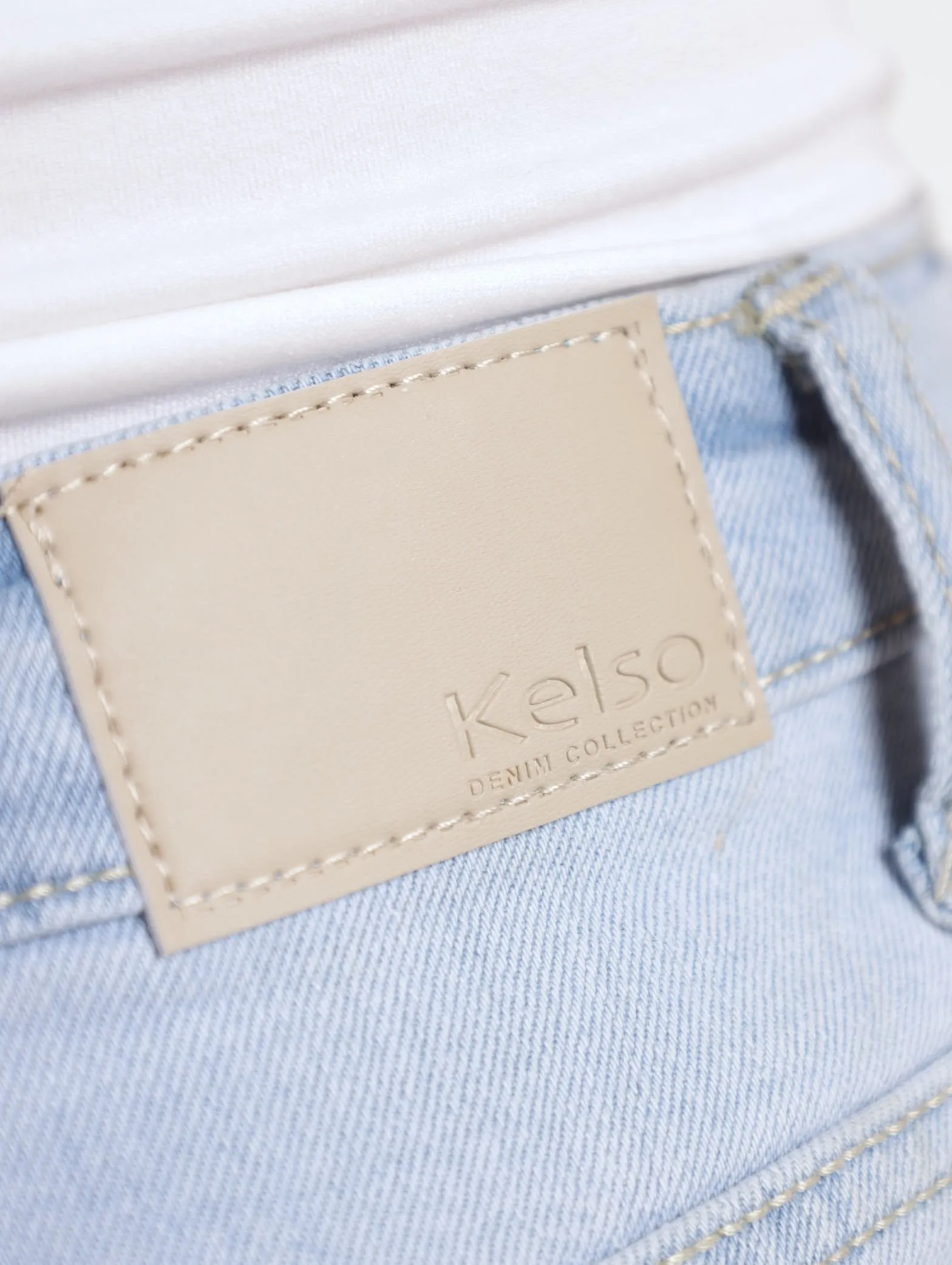 Ladies Denim Pencil Skirt - Light Wash