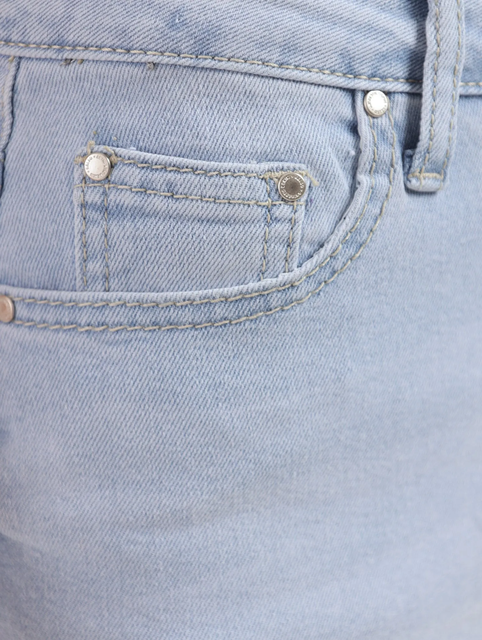 Ladies Denim Pencil Skirt - Light Wash