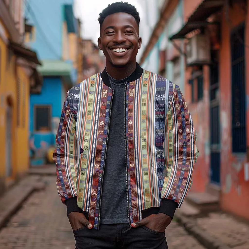 Lamba Mpanjaka Malagasy Traditional Pattern Bomber Jacket LT15