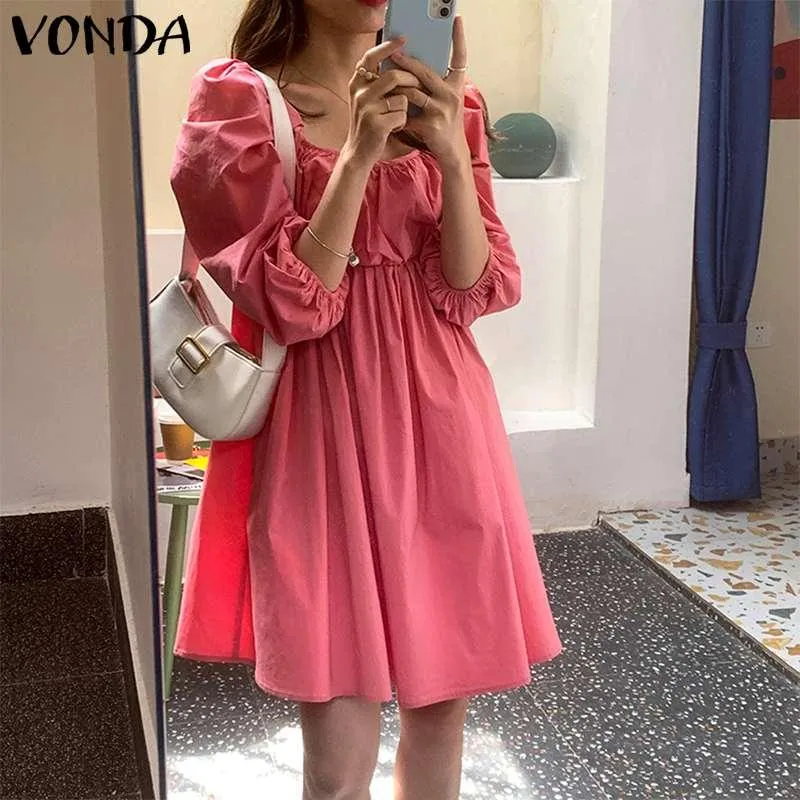 Lantern Sleeve Sweet Striped Mini Dress