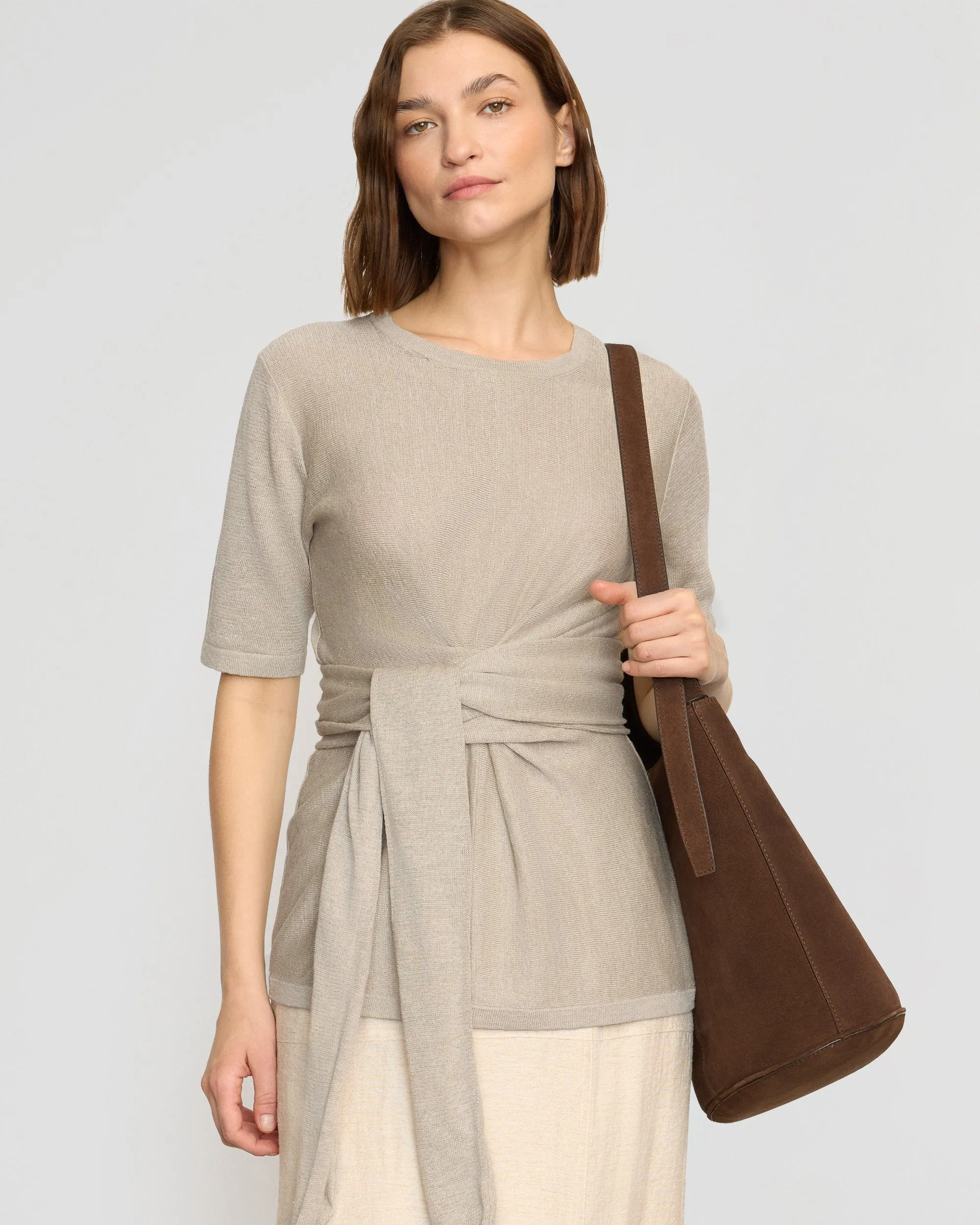Lark Tie-Front Linen Sweater