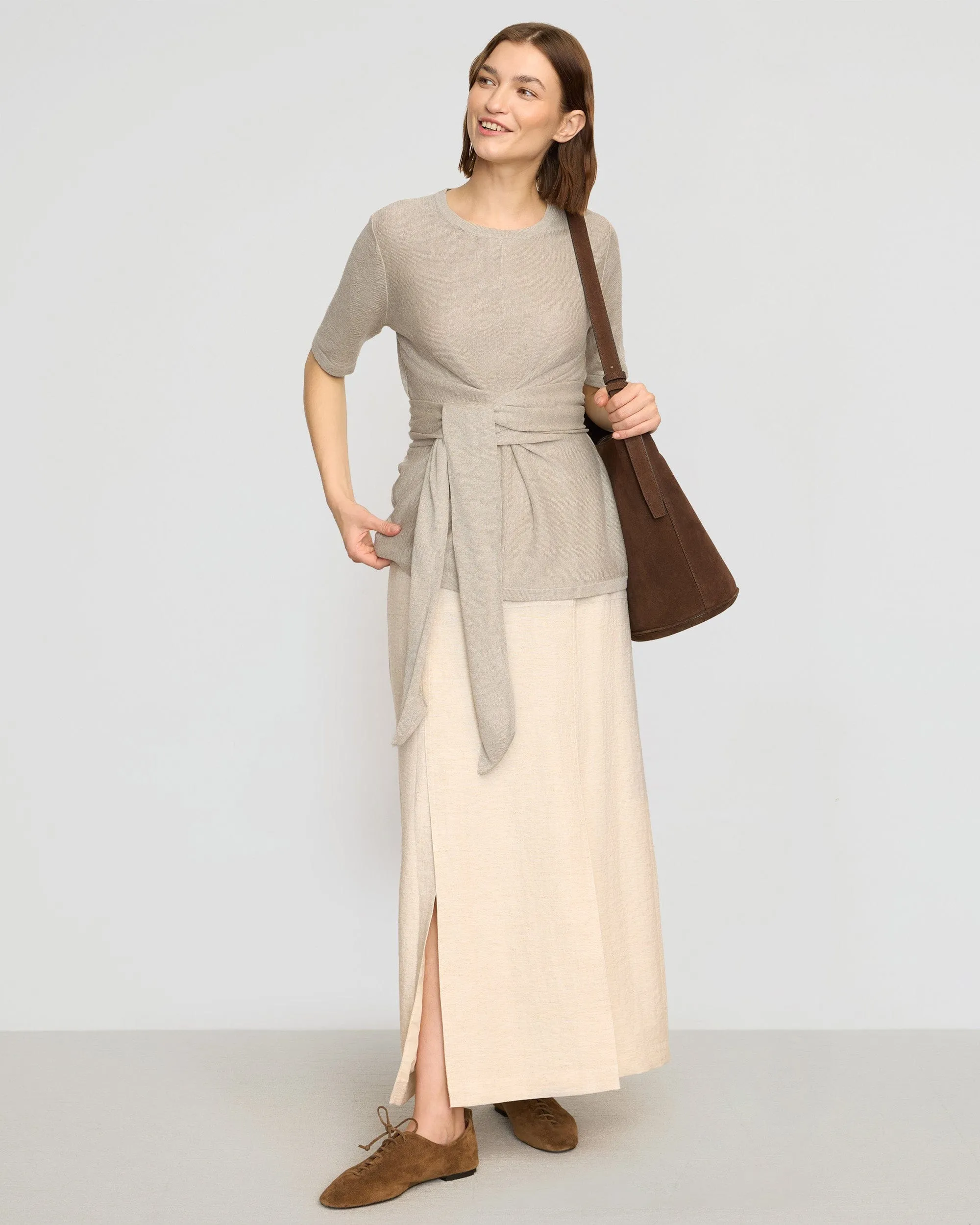 Lark Tie-Front Linen Sweater